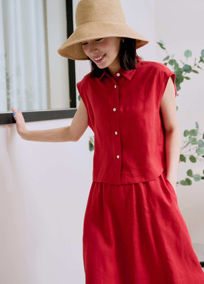 LINEN SOFT無袖襯衫