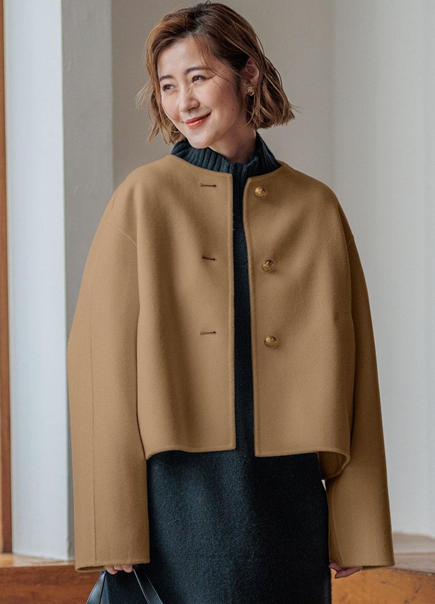 【預購商品】Wool Rever無領短版大衣(網路限定色預購 7/26-8/18止) 