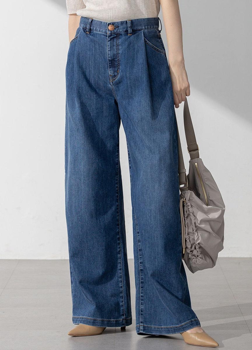 Summer Denim剪裁設計長寬褲 