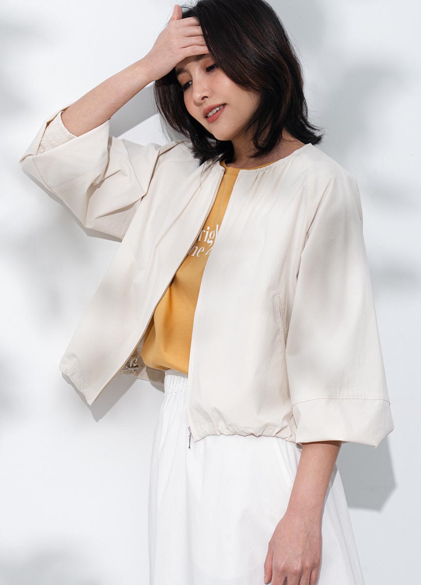 澎袖短版休閒外套
