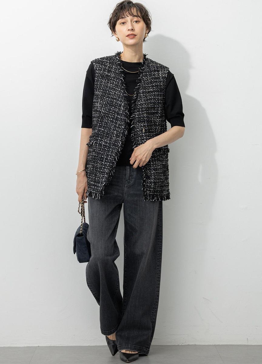 GIOLICA小V領毛邊背心      