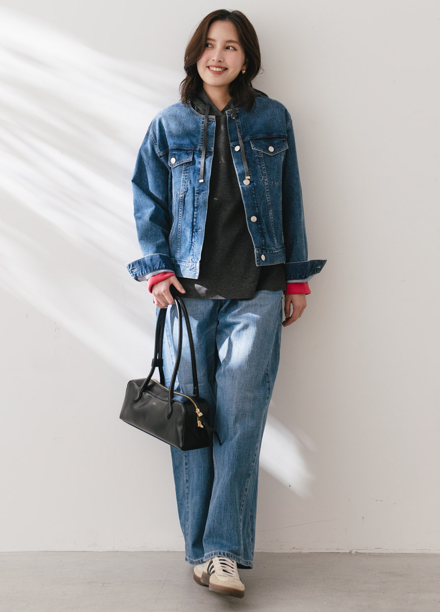 圓領設計牛仔外套 