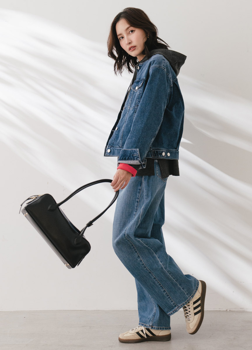 圓領設計牛仔外套 