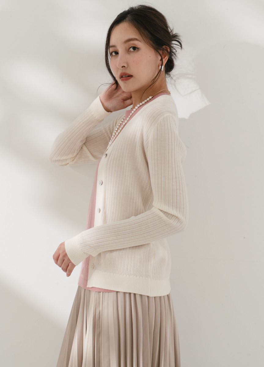 羊毛V領羅紋小外套