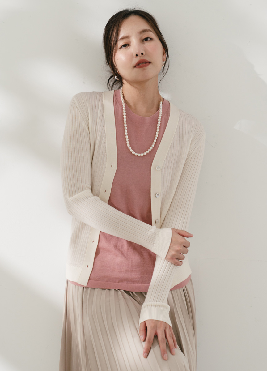 羊毛V領羅紋小外套