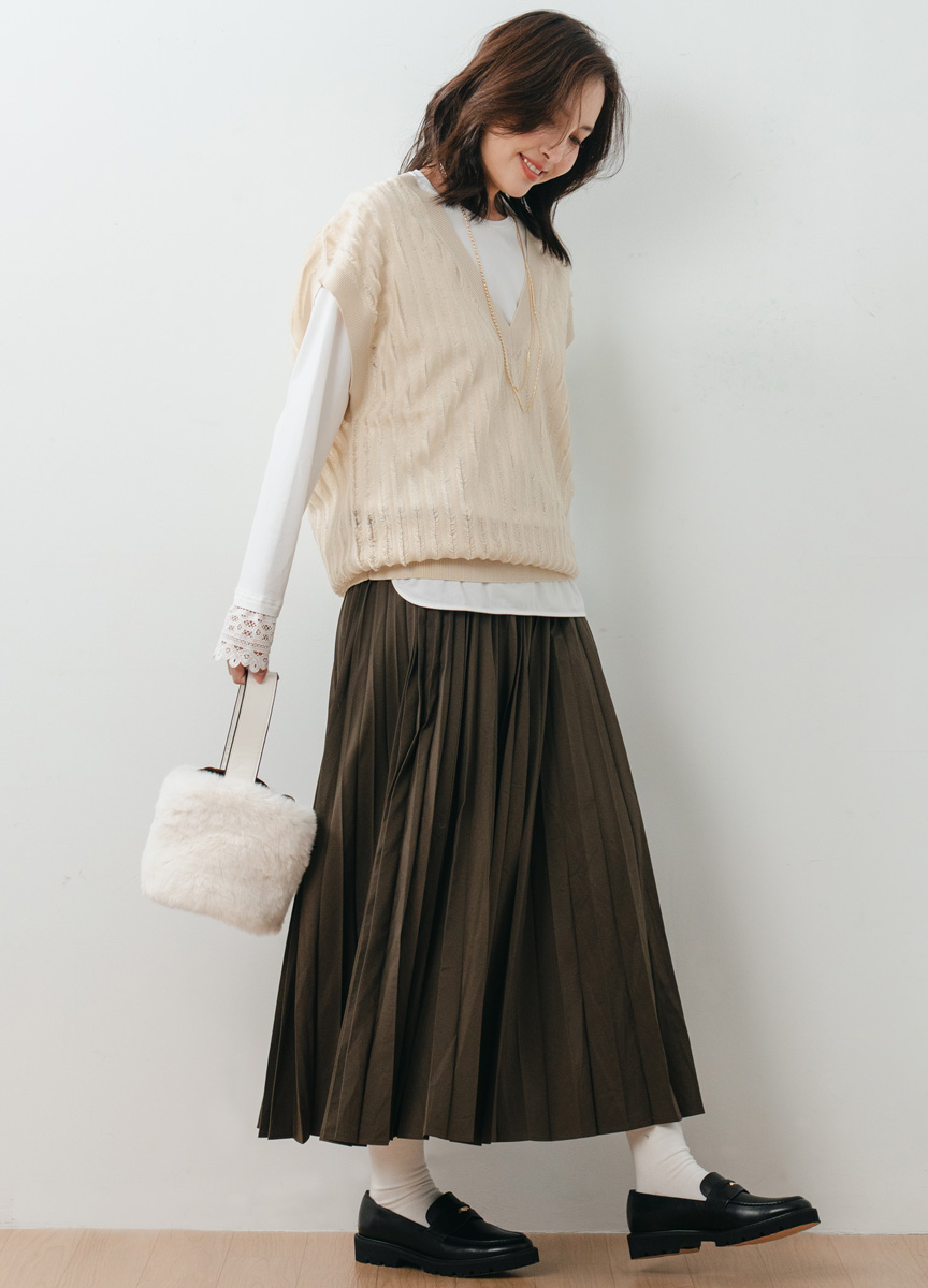 【SLOW系列】V領粗織羅紋針織衫