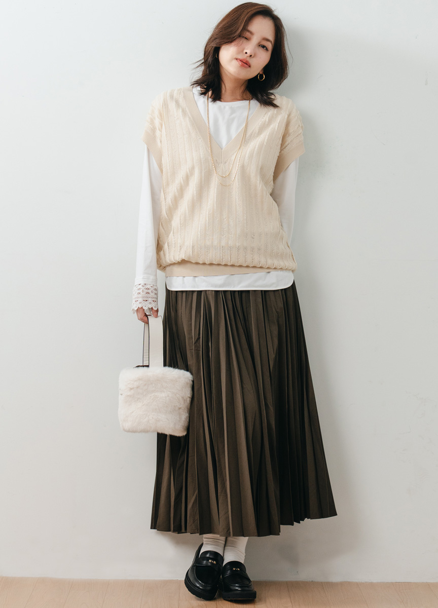 【SLOW系列】V領粗織羅紋針織衫