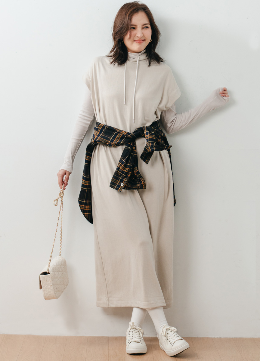 【SLOW系列】連帽蓋袖休閒小洋裝