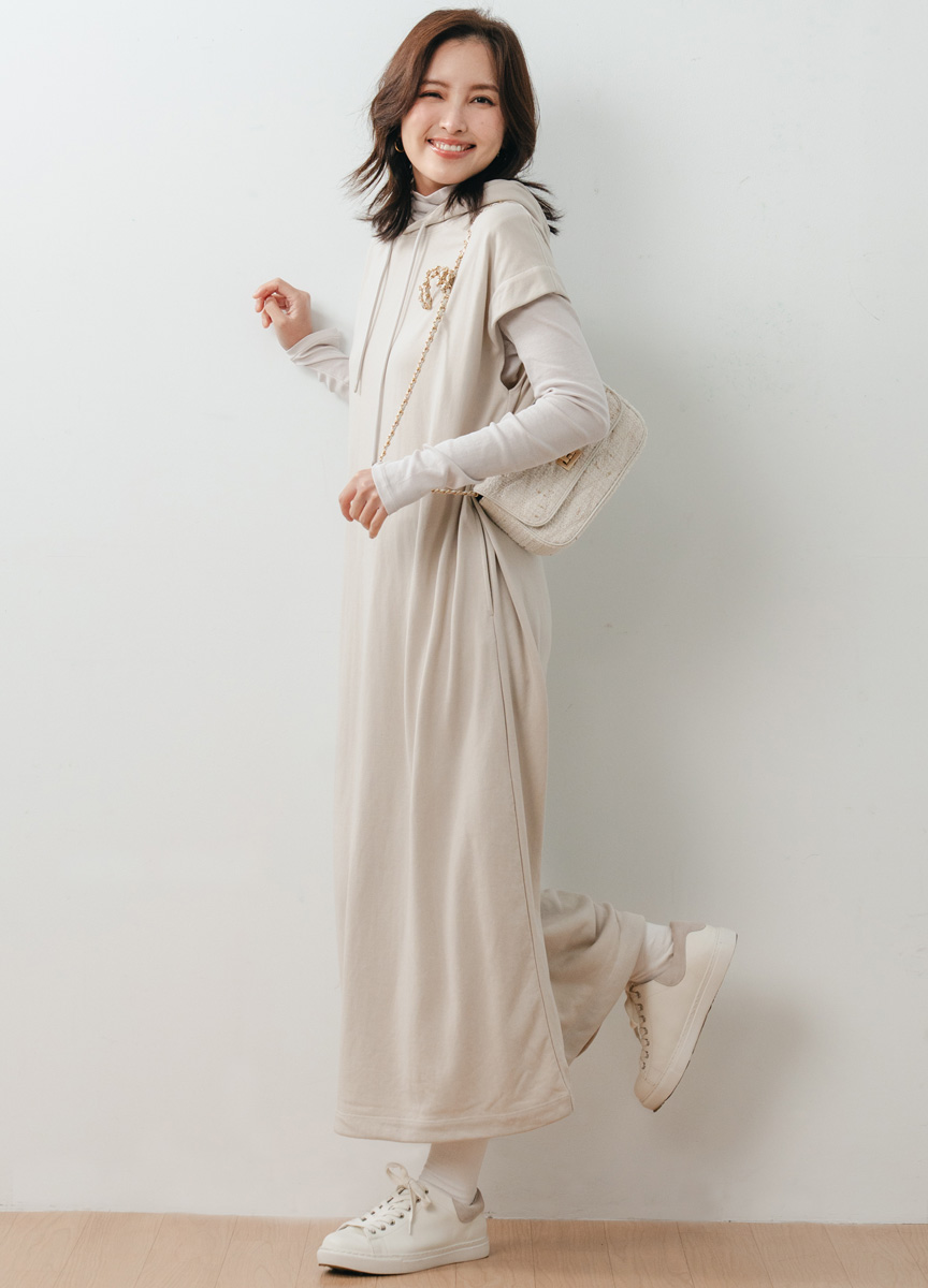 【SLOW系列】連帽蓋袖休閒小洋裝