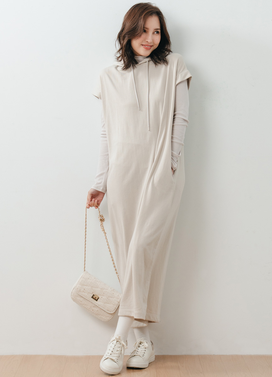 【SLOW系列】連帽蓋袖休閒小洋裝