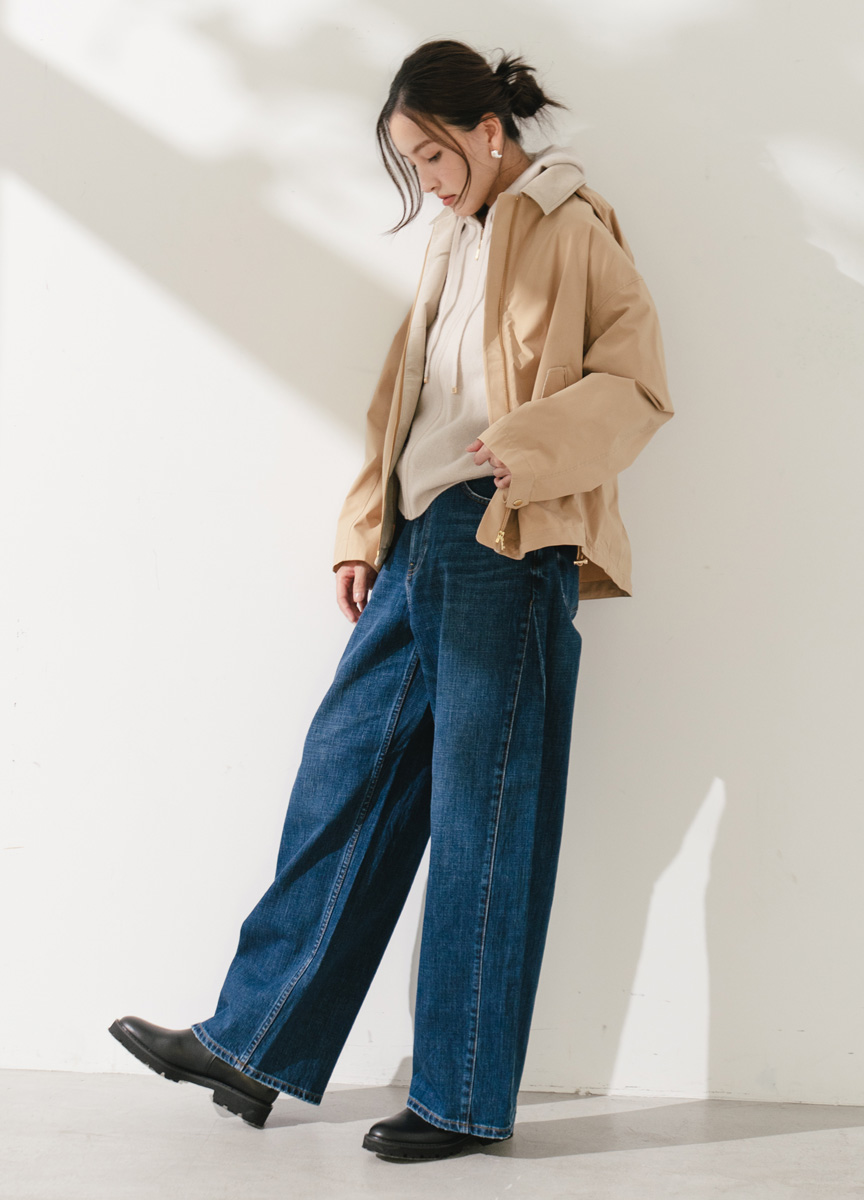 彈性翻領連帽休閒外套