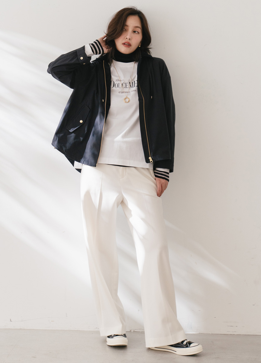 彈性翻領連帽休閒外套