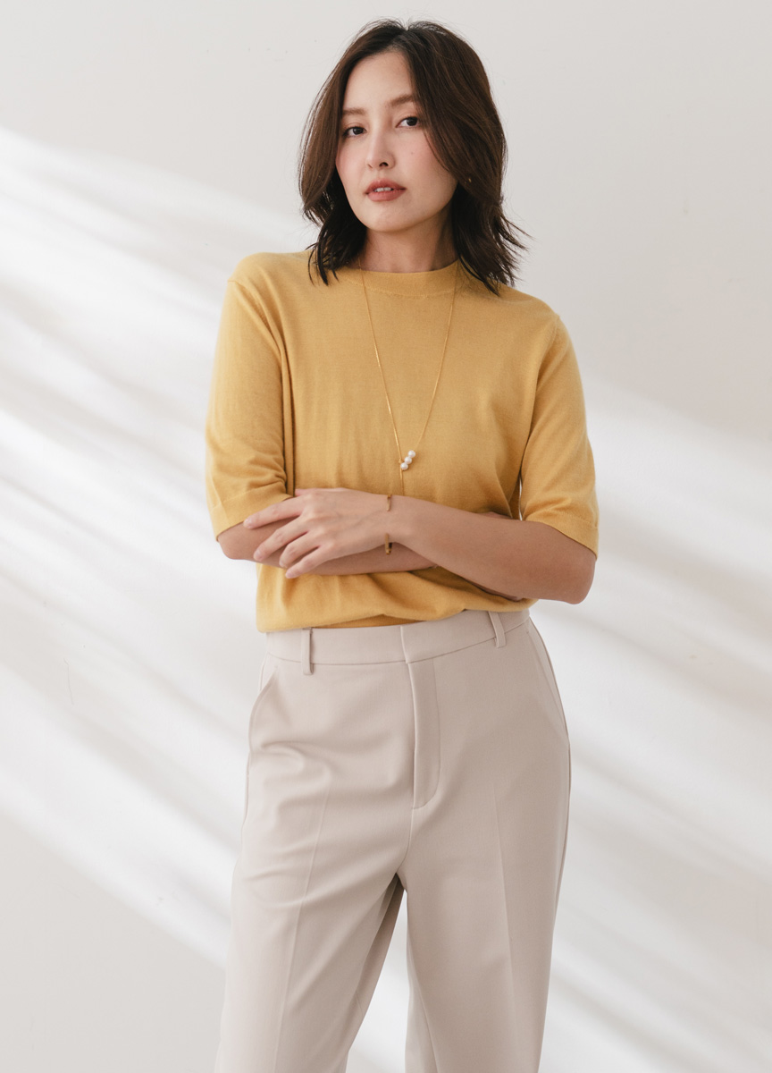 16針cashmere 圓領短袖針織(網路限定色)