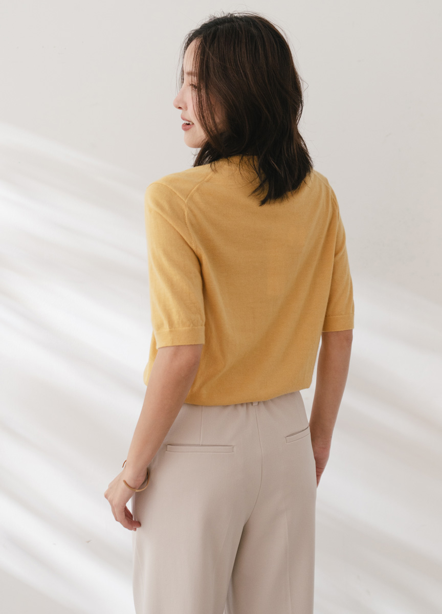 16針cashmere 圓領短袖針織(網路限定色)