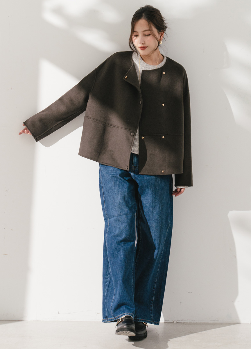 短款雙面呢大衣外套