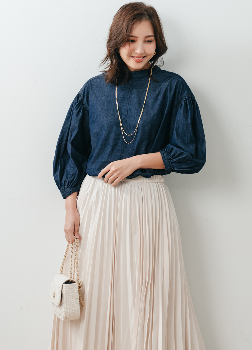 【SLOW系列】小立領綁結拋袖襯衫           