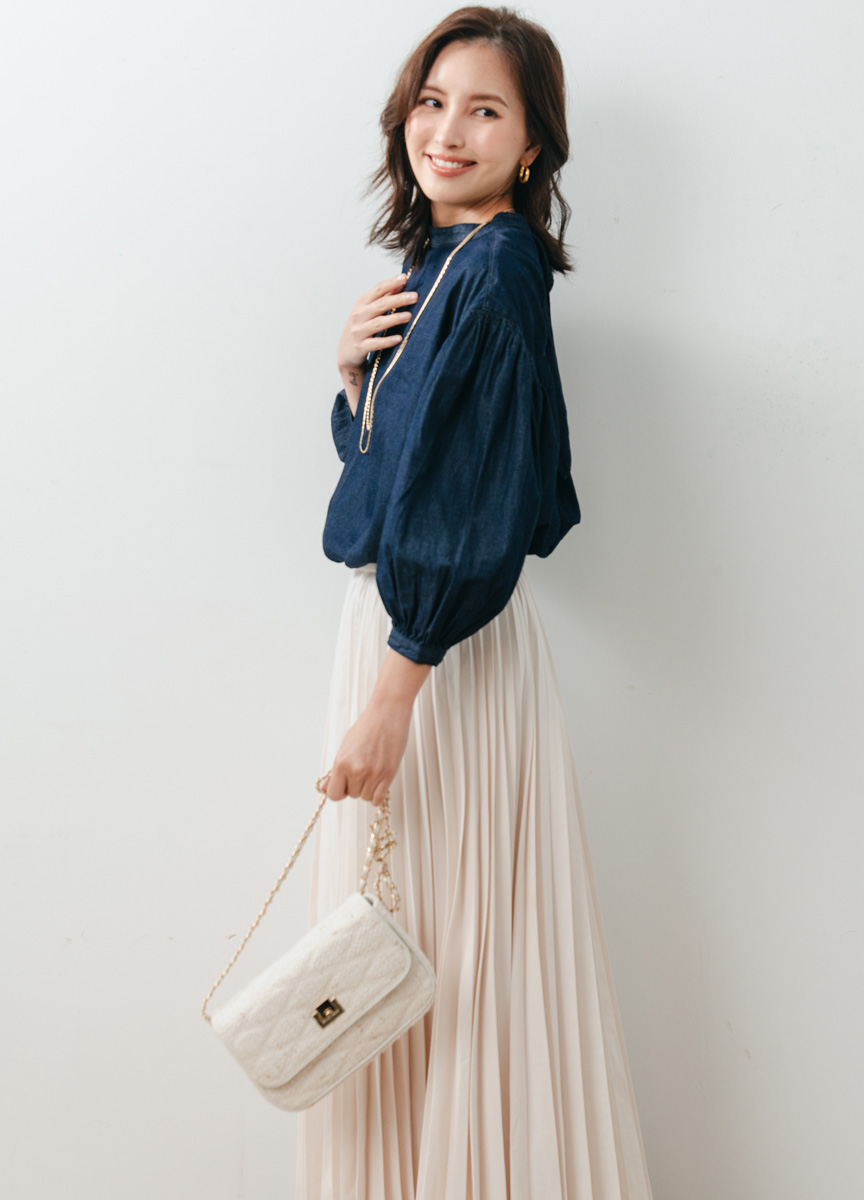 【SLOW系列】小立領綁結拋袖襯衫           