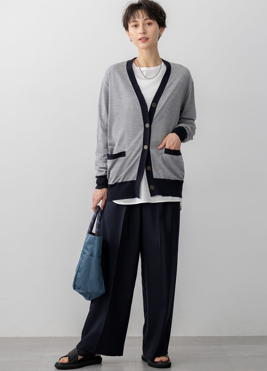 羊毛混紡斜紋寬褲