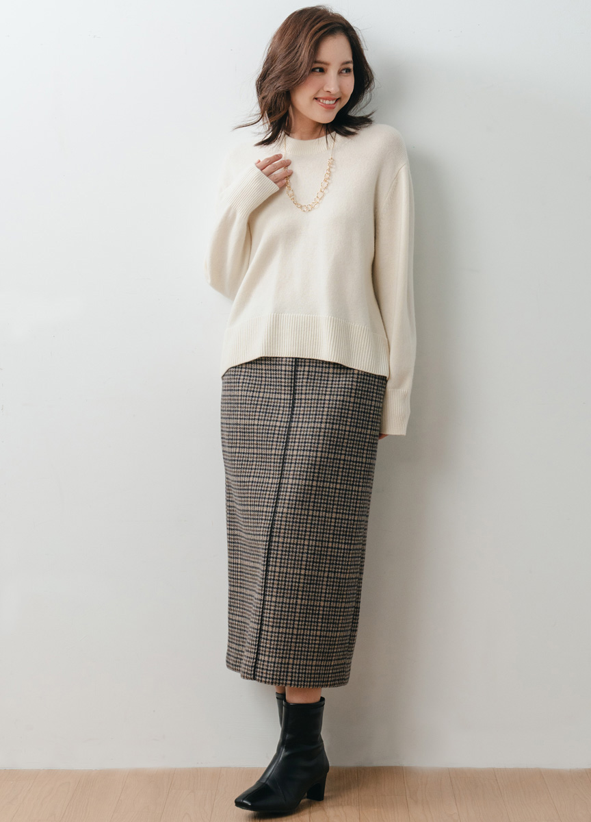 CASHMERE寬邊圓領粗針織衫