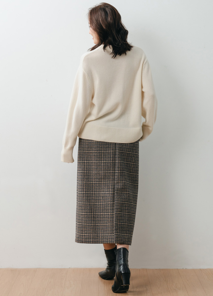 CASHMERE寬邊圓領粗針織衫