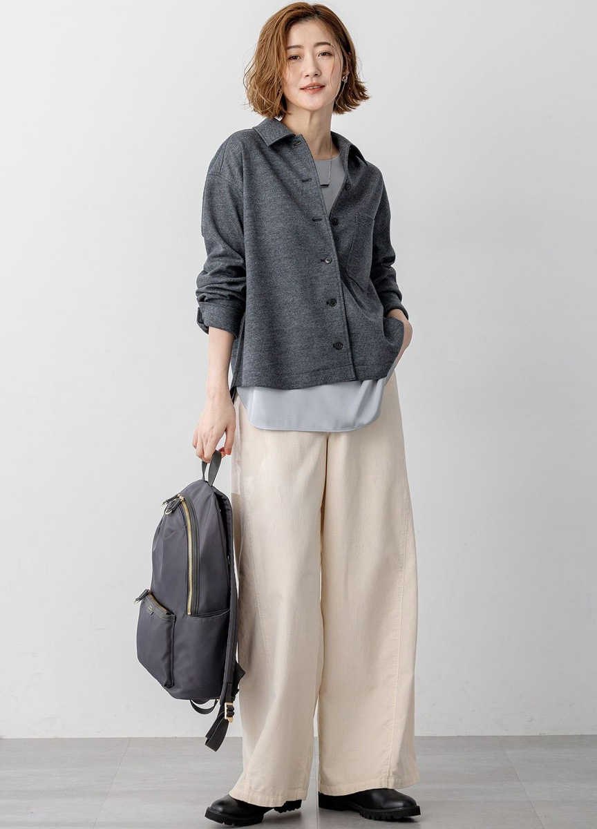 寬鬆基本款羊毛襯衫            