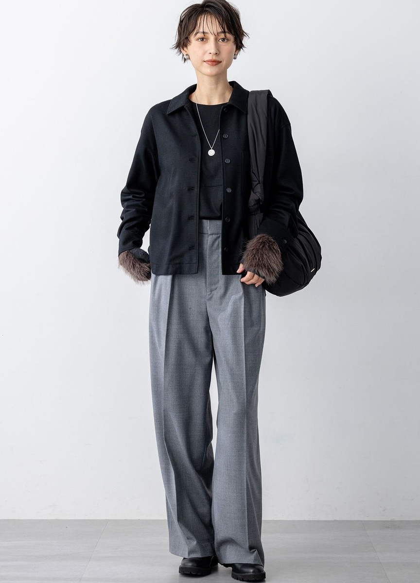 寬鬆基本款羊毛襯衫            