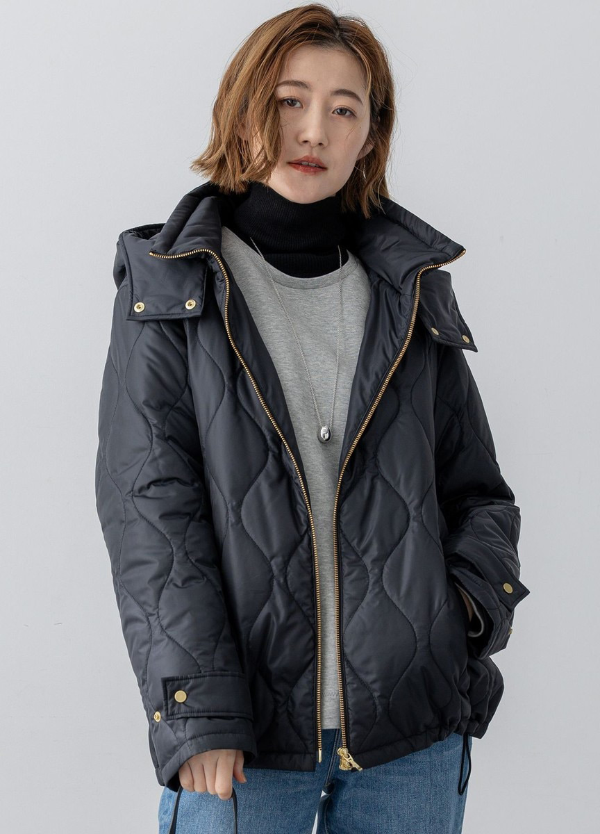 菱格紋連帽休閒外套            