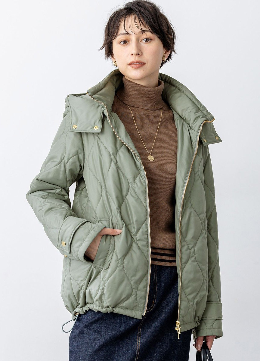 菱格紋連帽休閒外套            