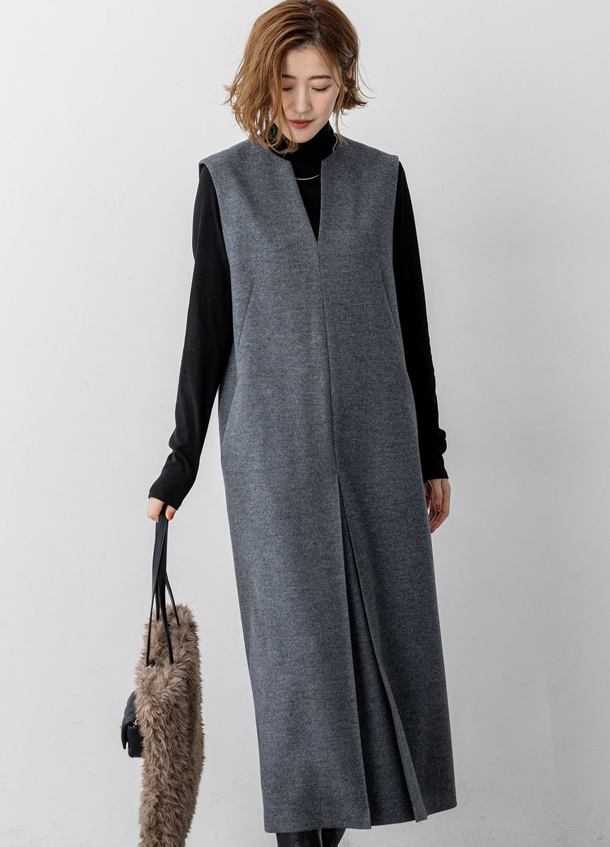 背心羊毛長洋裝                