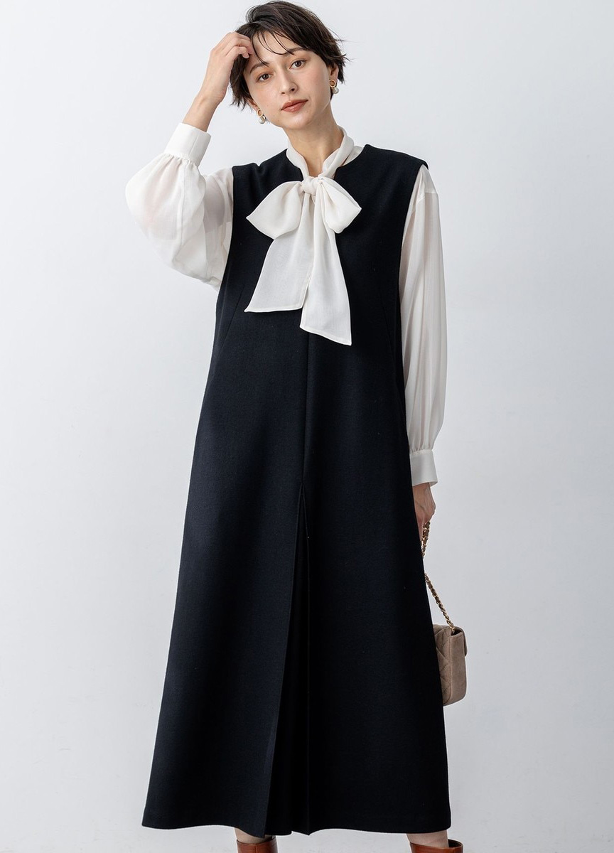 背心羊毛長洋裝                