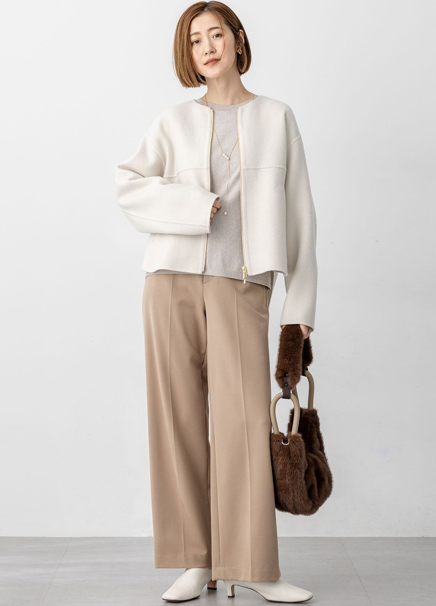 拼接款拉鍊短版大衣            