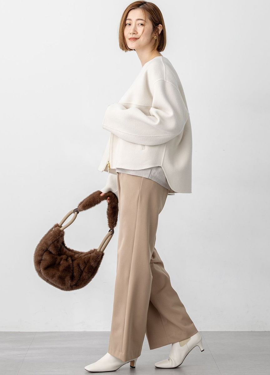 拼接款拉鍊短版大衣            