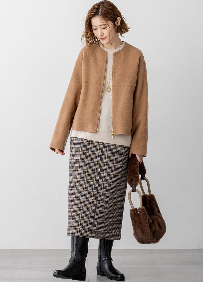 拼接款拉鍊短版大衣            