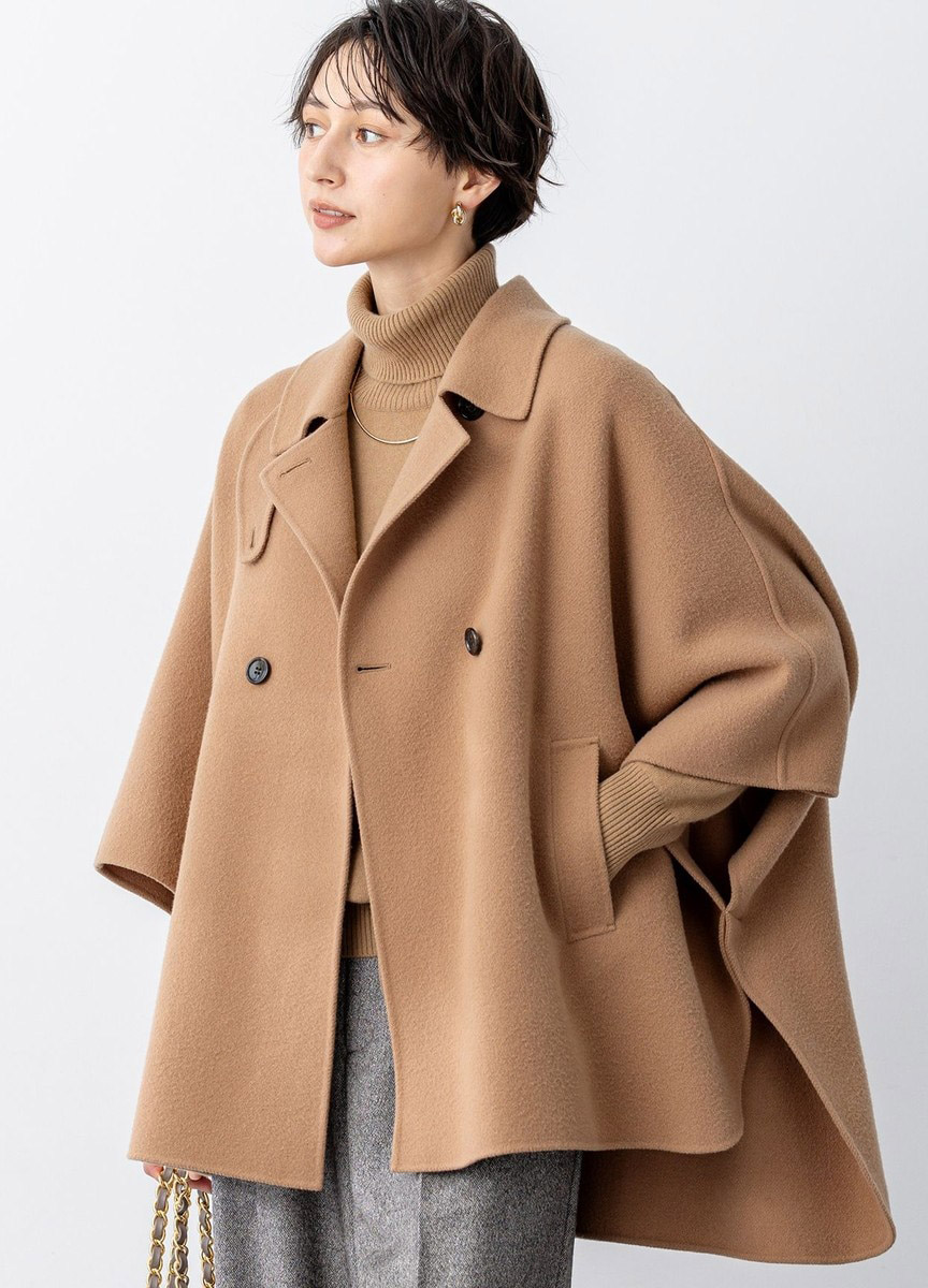 短袖翻領寬大衣外套            