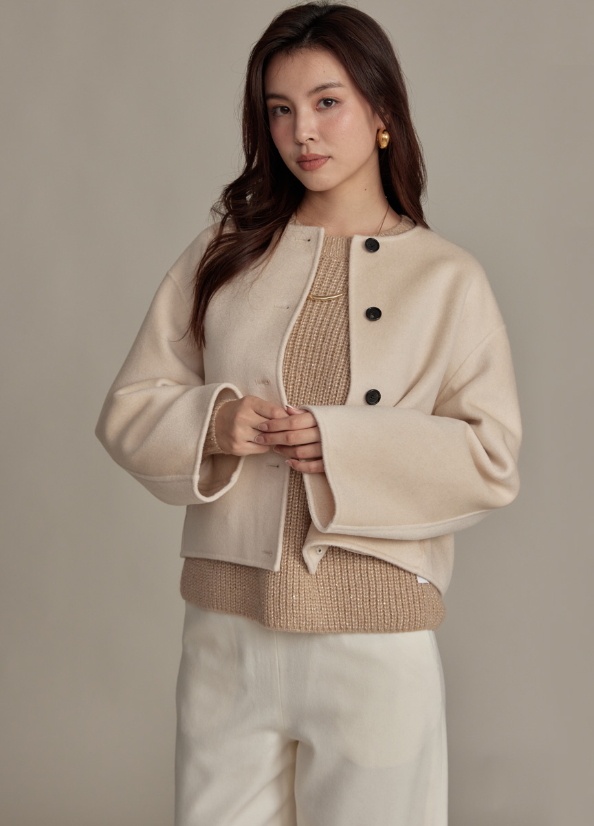 短款喀什米爾排釦外套  