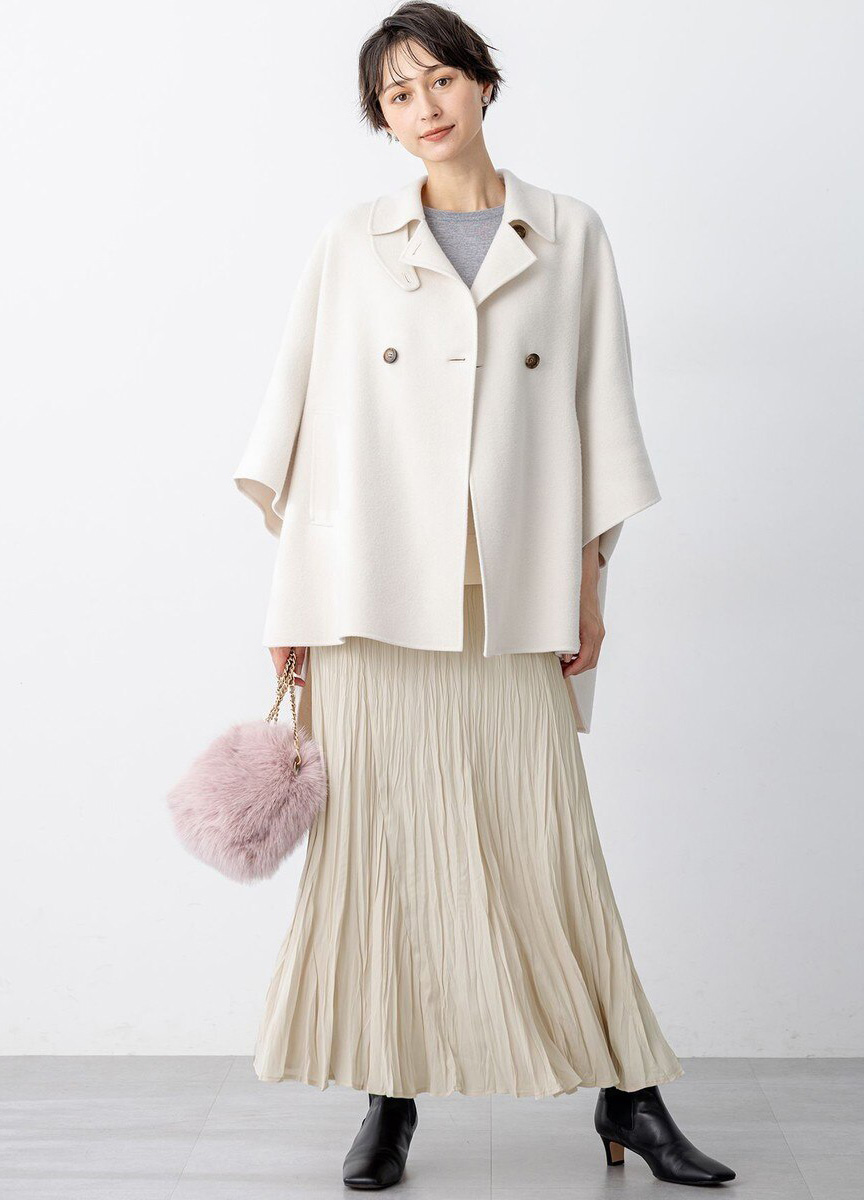 皺褶壓紋彈性長裙              