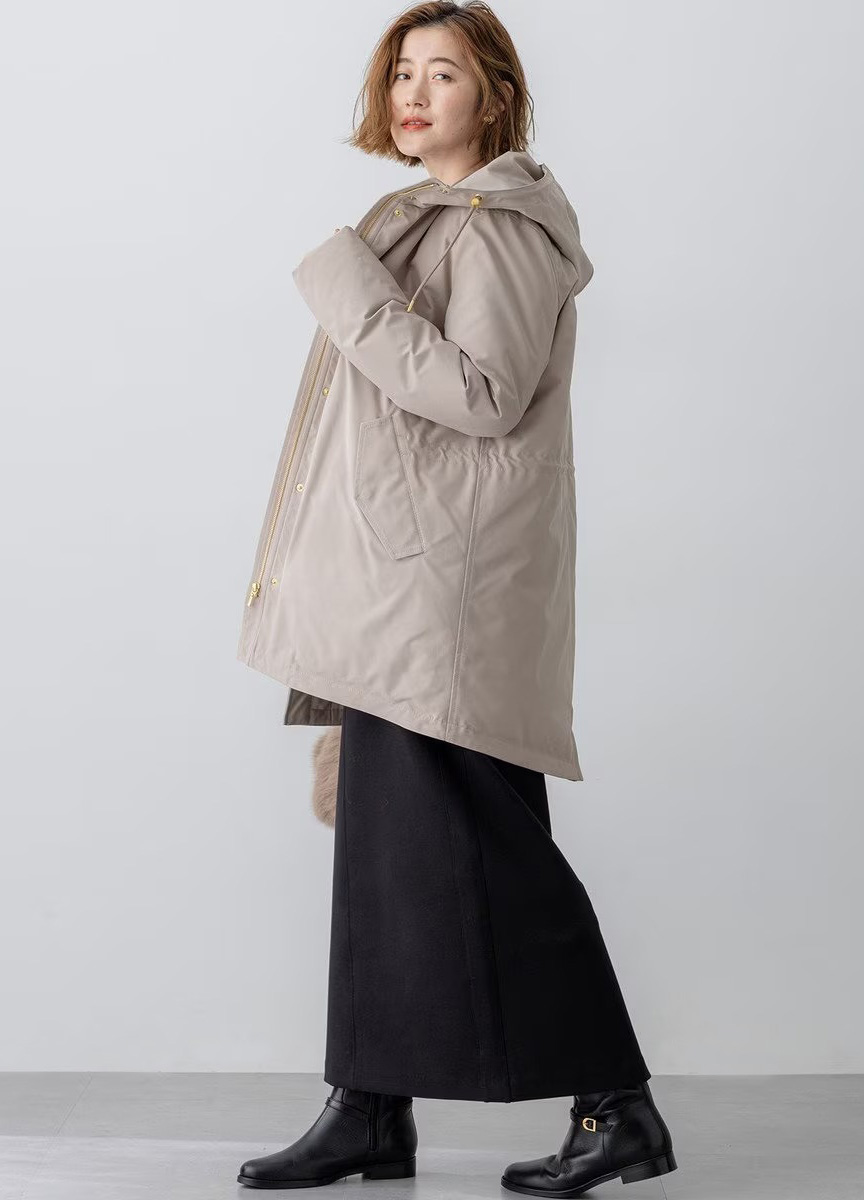 軍風長版羽絨外套              