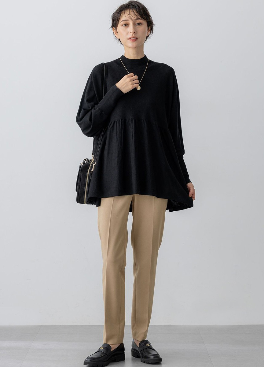 羊毛抓皺拼接上衣              