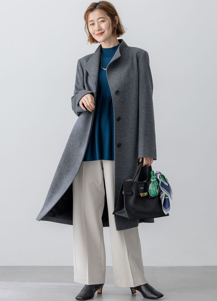 羊毛抓皺拼接上衣              