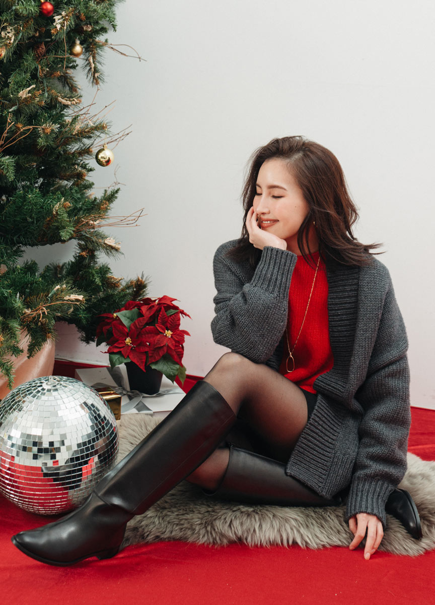 【SLOW系列】大羅紋拼接落肩針織外套