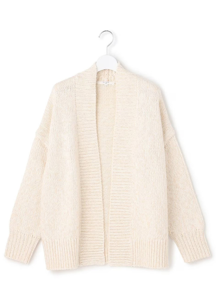 【SLOW系列】大羅紋拼接落肩針織外套