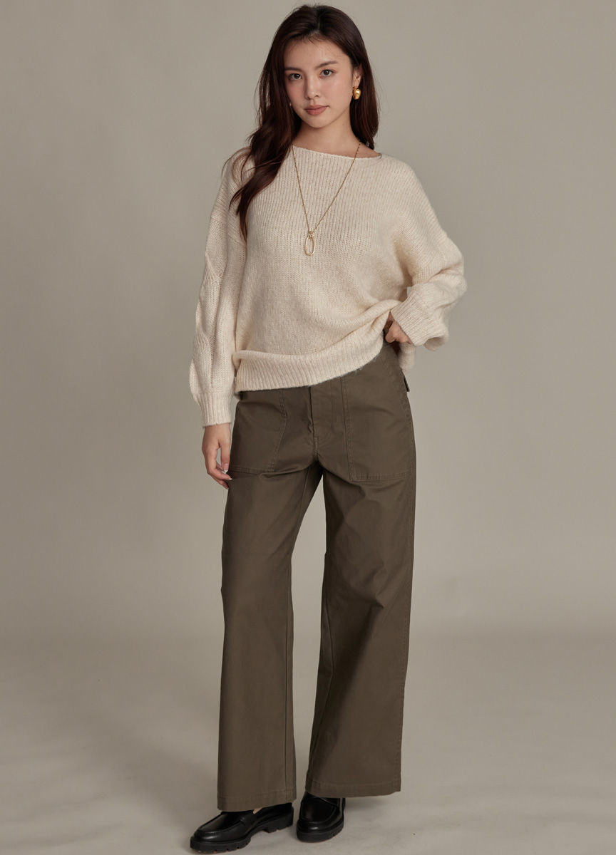 【SLOW系列】工裝風錐形落地褲 