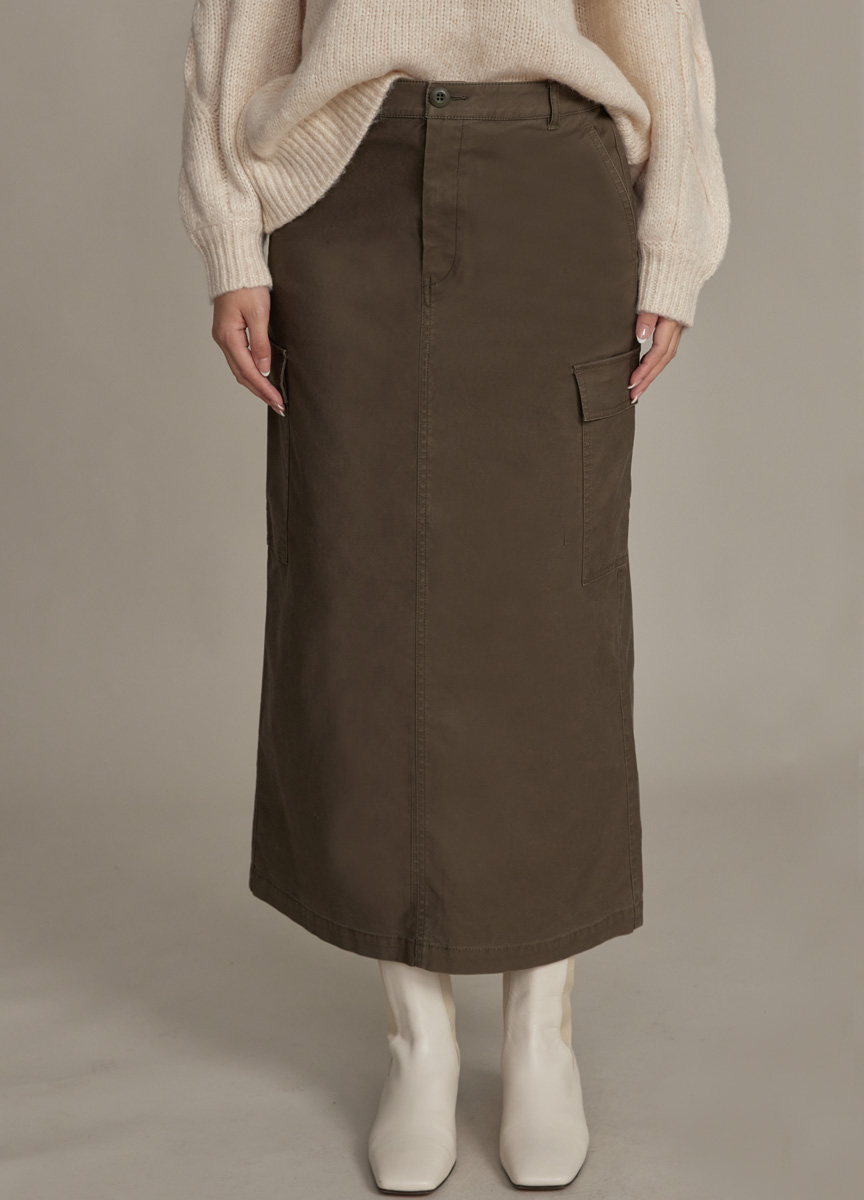 【SLOW系列】工裝風後開岔直筒裙