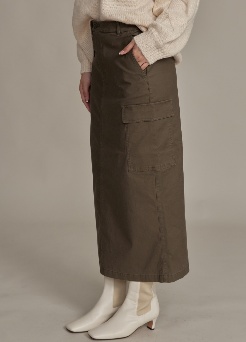 【SLOW系列】工裝風後開岔直筒裙