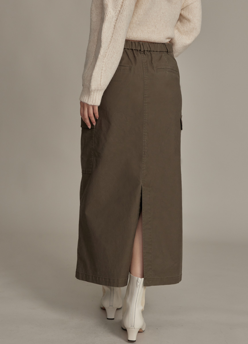 【SLOW系列】工裝風後開岔直筒裙