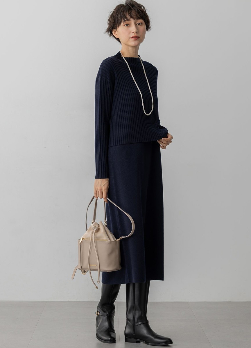 針織上衣&V領無袖洋裝SET      