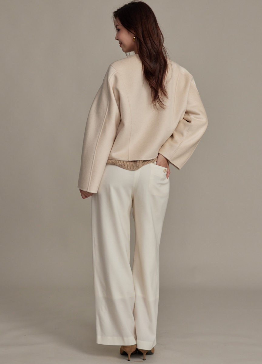 法蘭絨鬆緊綁帶寬褲