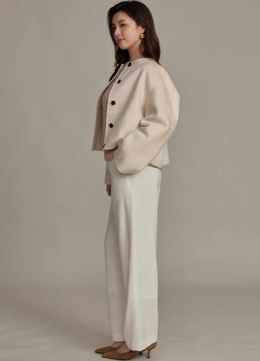 法蘭絨鬆緊綁帶寬褲