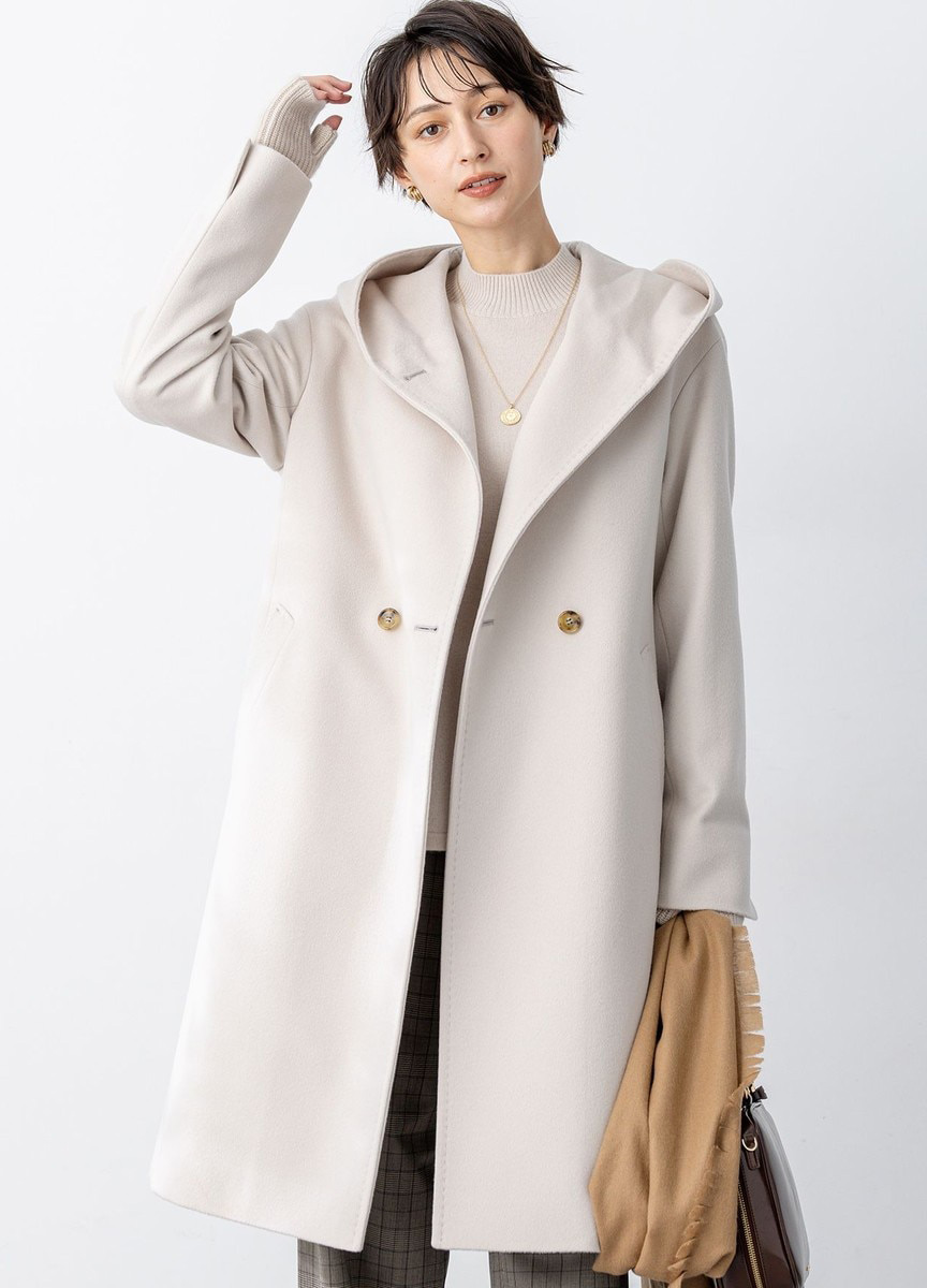 喀什米爾羊毛連帽長大衣