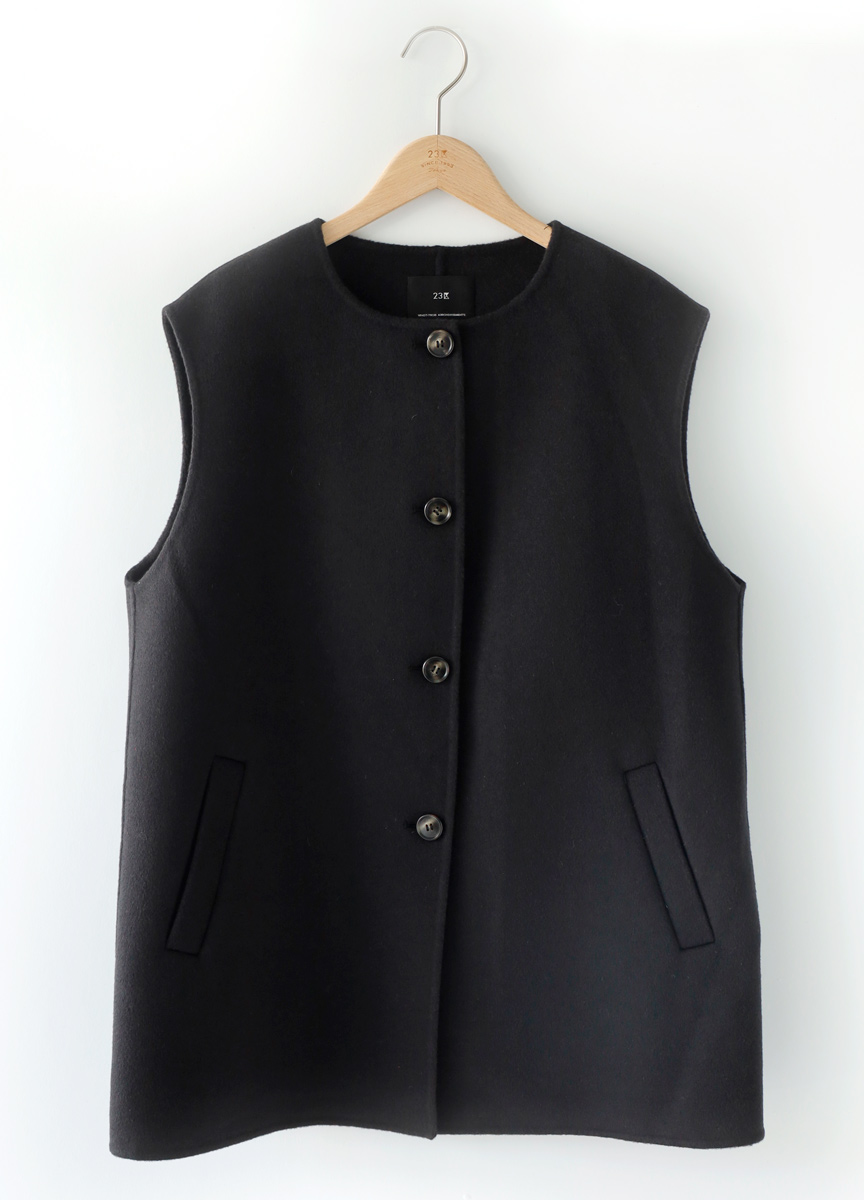 雙面呢圓領背心式大衣